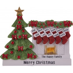 Image of Fireplace Stocking Family of 11 Table Top