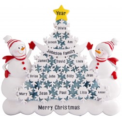 Image of Snowman With Snowflakes Red Table Top