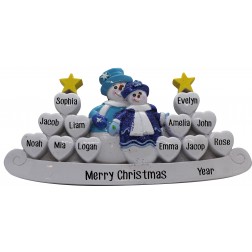 Image of Snowman Couple With Hearts Table Top