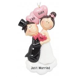 Image of Happy Proposal Wedding Couple Personalized Christmas Ornament