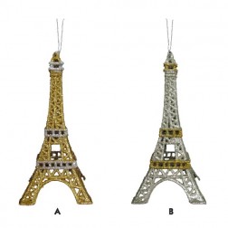 Image of Acrylic Gold & Platinum Decorative Glitter Eiffel Tower Ornament