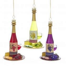 Image of 5.25"Glass Wine Bottle Orn 3/Asstd