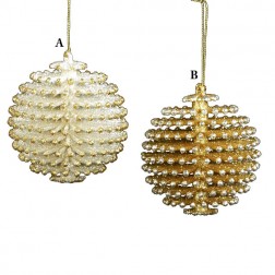 Image of Silver or Gold Pinecone Ball Christmas Ornament