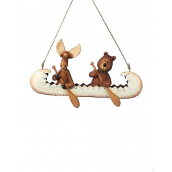 Image of 5"Resin Bear & Moose In Canoe Orn