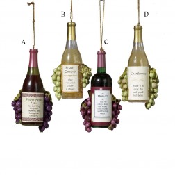 Image of Wine Bottle and Grape Ornament
